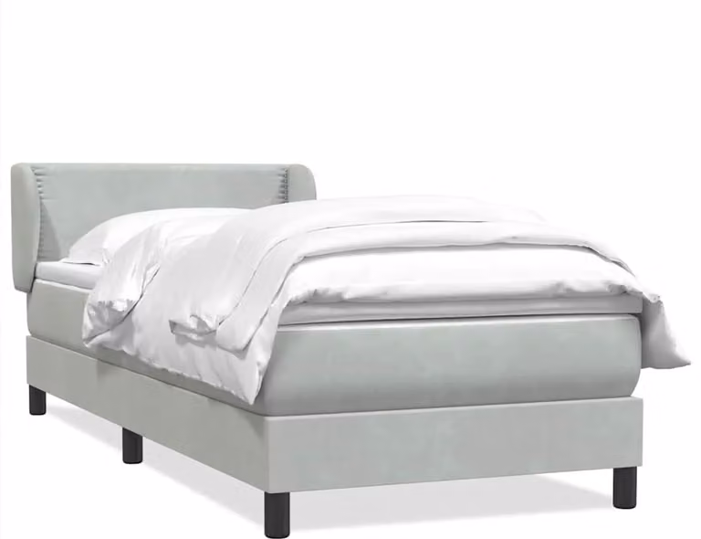 Giroletto a Molle con Materasso Grigio Chiaro 80x210 cm Velluto
