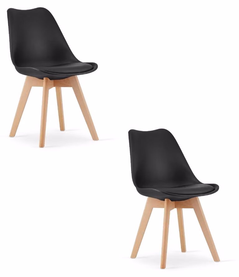 Set di 2 sedie Mark nere con gambe in faggio
