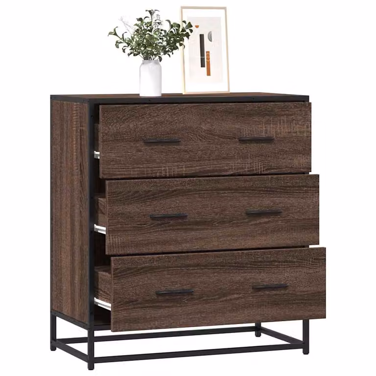 Credenza vidaXL in stile industriale in MDF e metallo, colore marrone, L 68 cm x P 35 cm x H 76 cm