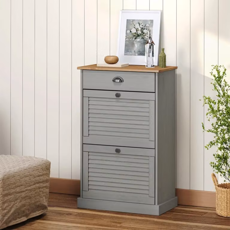 Scarpiera a parete vidaXL VIGO in legno di pino cerato grigio L: 60 cm, P: 35 cm, H: 96 cm