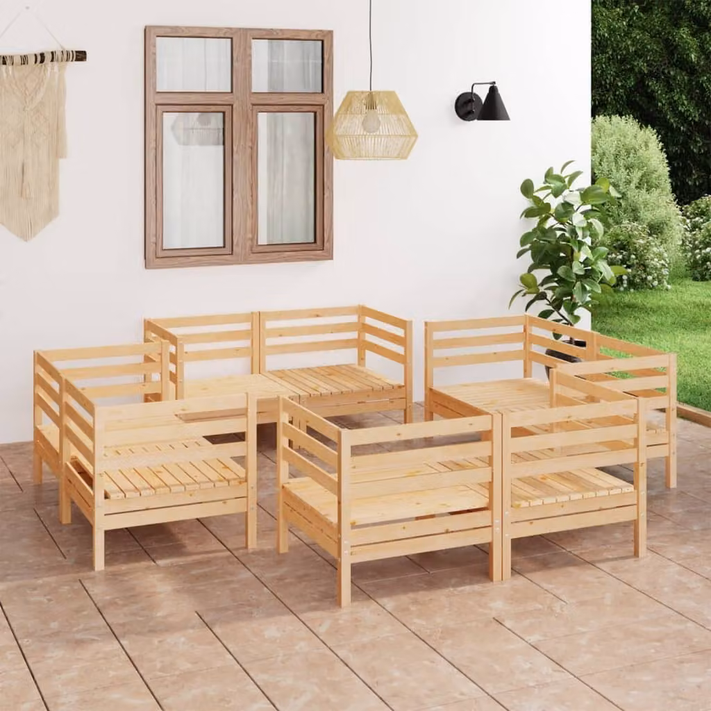 The Living Store Set da salotto da giardino in pino massiccio da 8 pezzi