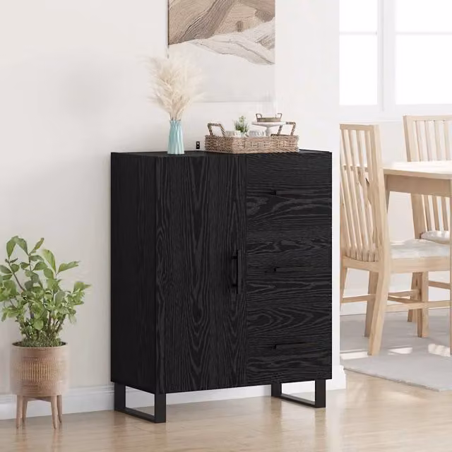 Credenza con Cassetto-Buffet-Armadio da cucina Rovere Nero 69,5 x 34 x 90 cm 126703