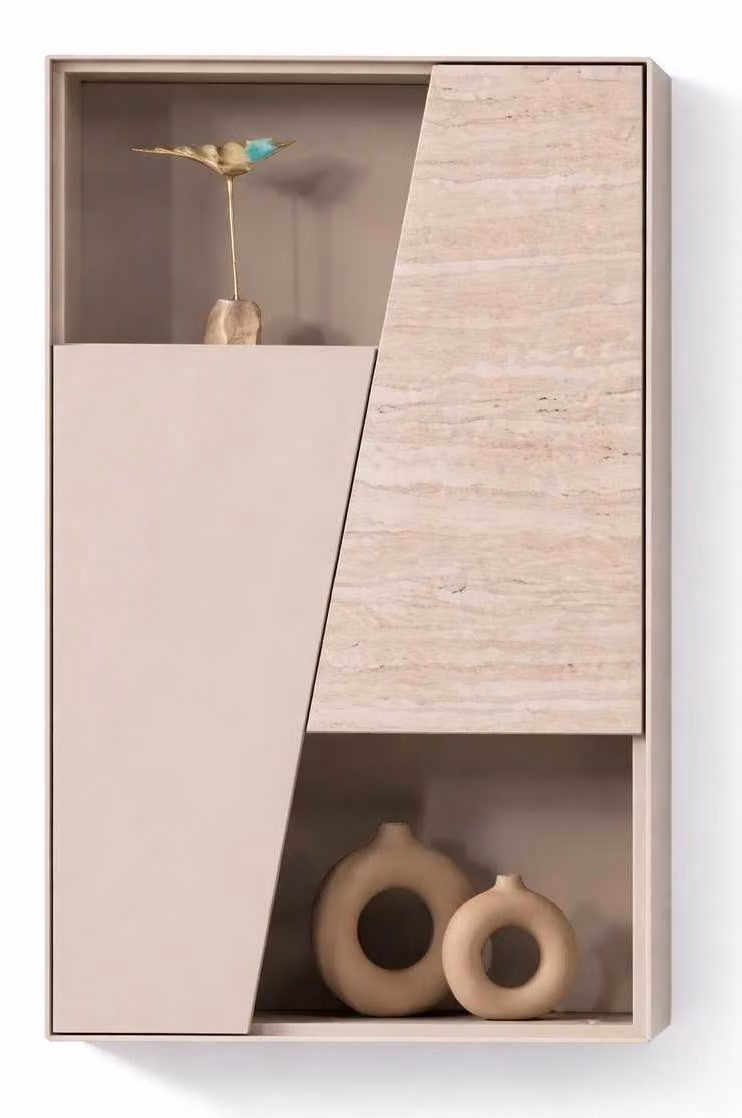 Scaffale in stile moderno, colore beige, nuovo, da sala da pranzo, in legno, quadrato, unico