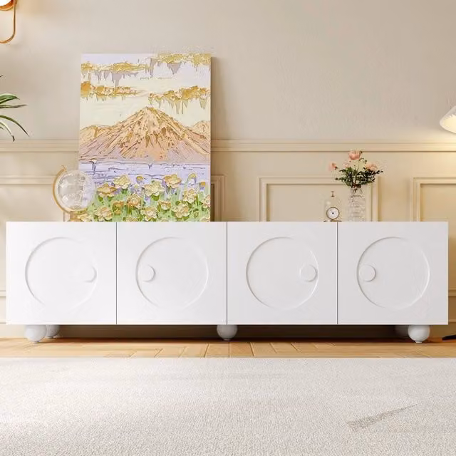 Mobile TV Basso ¨C Xylo ¨C Bianco, Legno, 180x38x50 cm