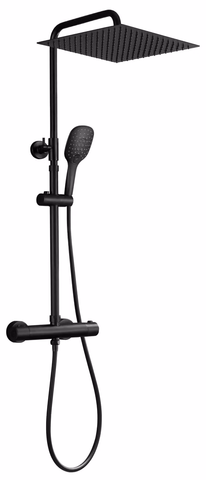 JOHO sistema doccia a pioggia set doccia termostatico con miscelatore termostatico nero opaco (soffione XXL 30x30cm)