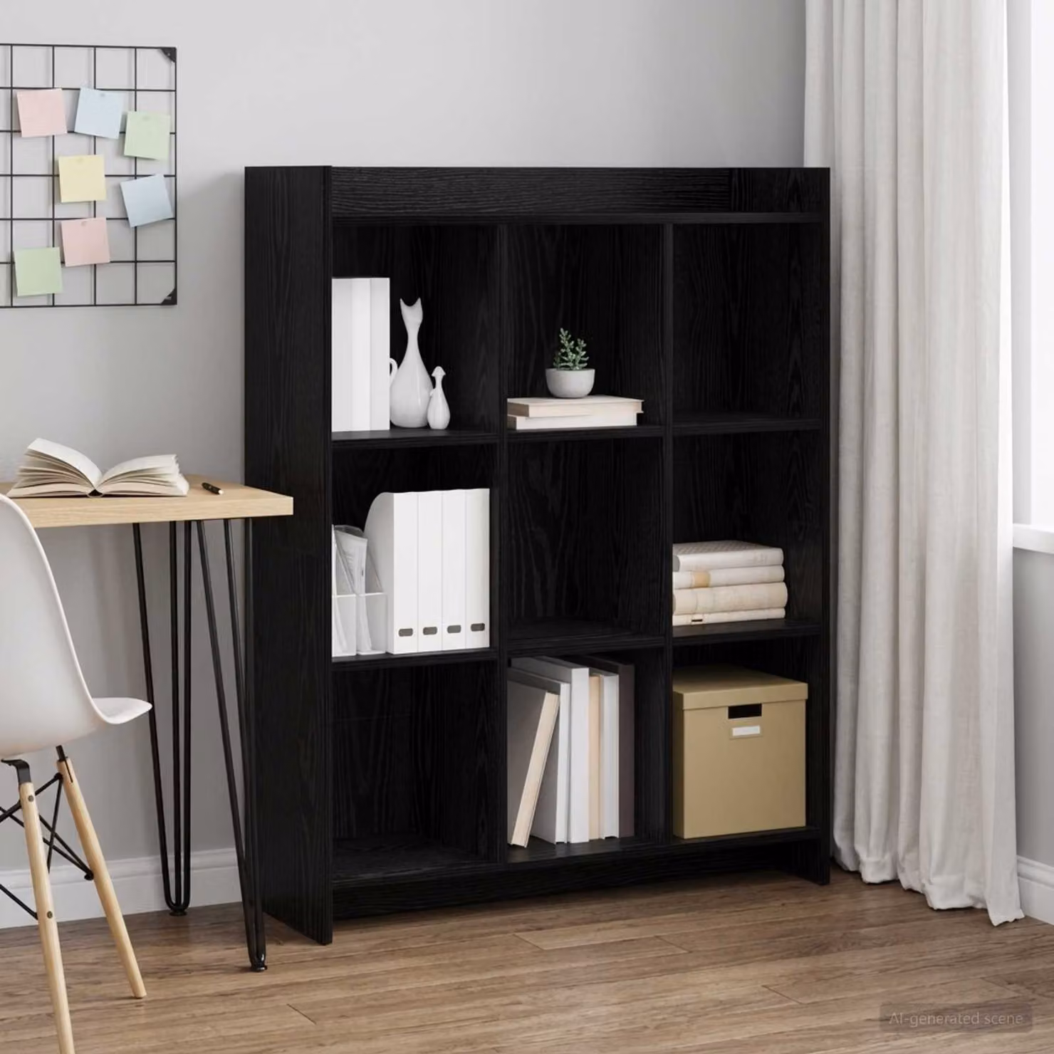 Libreria moderna vidaXL in legno MDF nero, L 87,5 x P 30 x H 111 cm