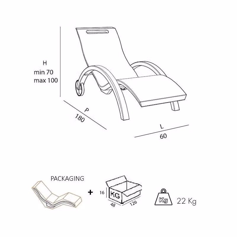 Sdraio Chaise Longe Lettino da Esterno in Polietilene Arancione Arkema Design – 2