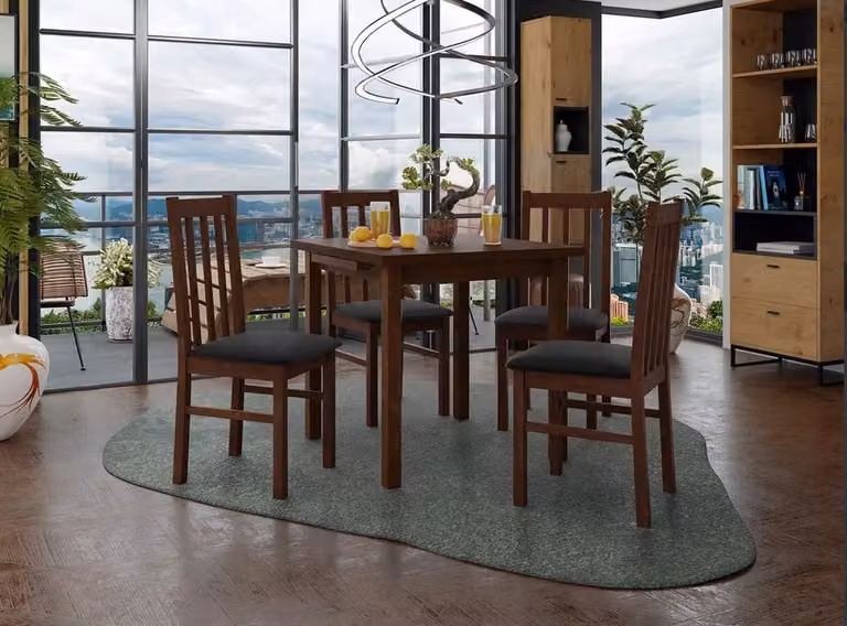 Tavolo da pranzo allungabile 80 cm con 4 sedie ADELBITE 4 - noce / nero