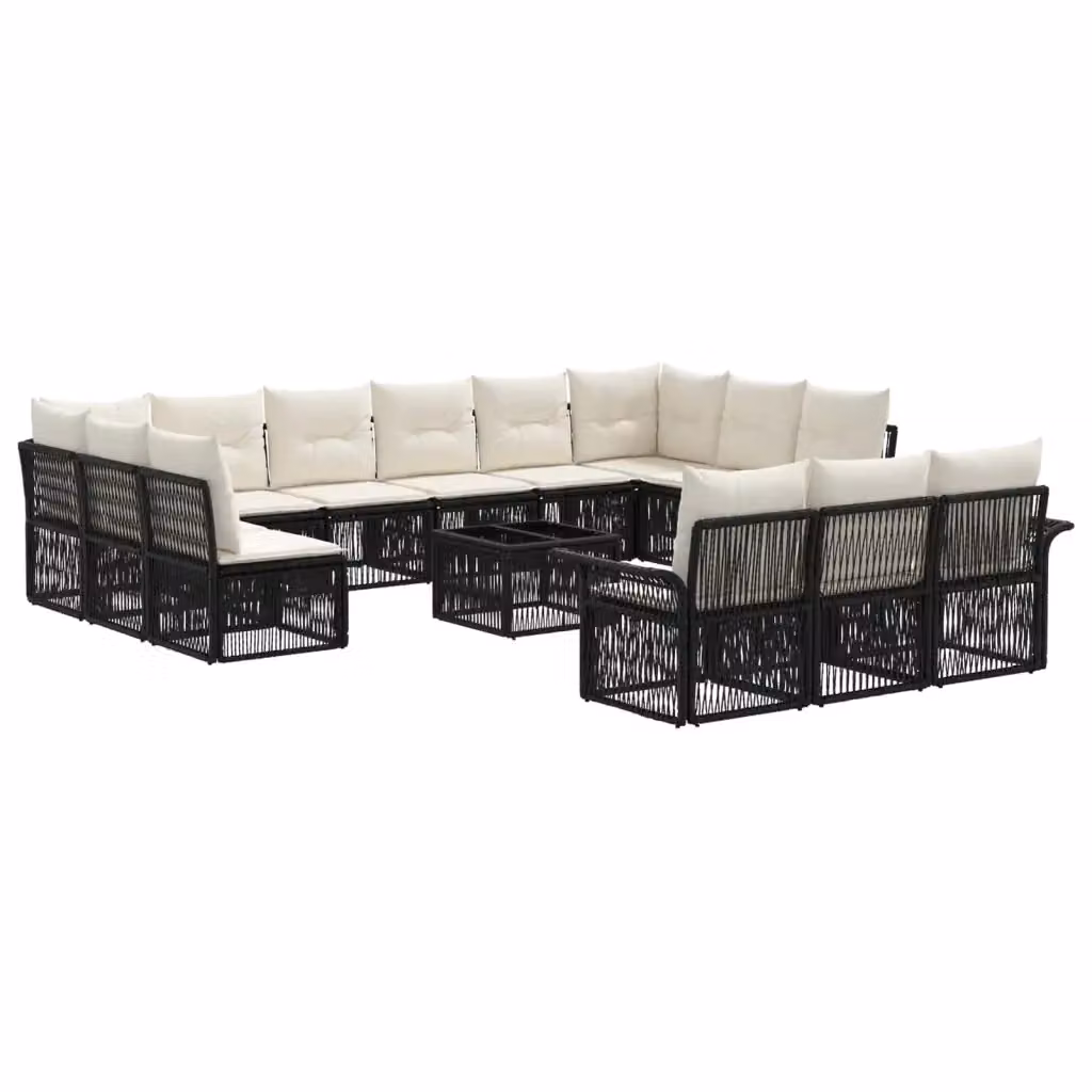 Set Divano da Giardino Moderno vidaXL a Forma a U con Cuscini e Tavolino Nero – 2