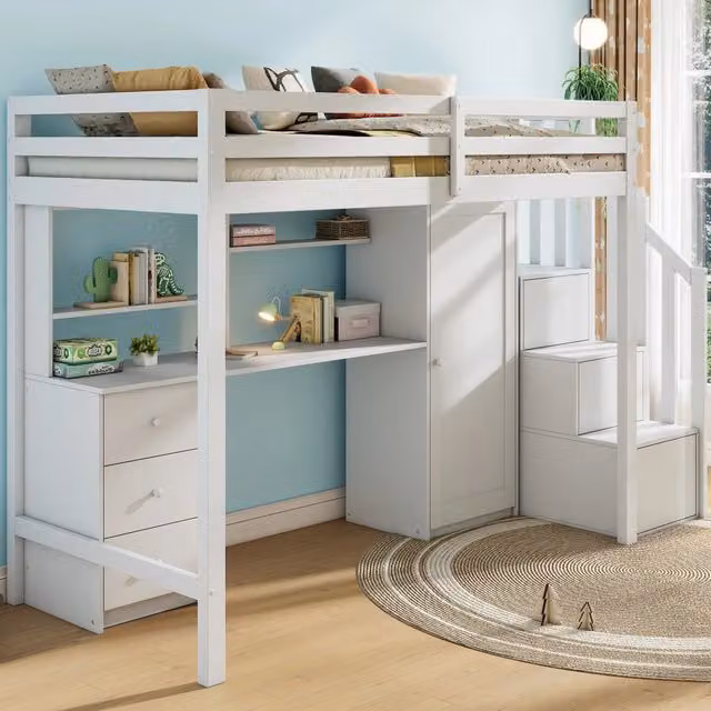 letto a castello in legno massiccio bianco 94 x 204 cm