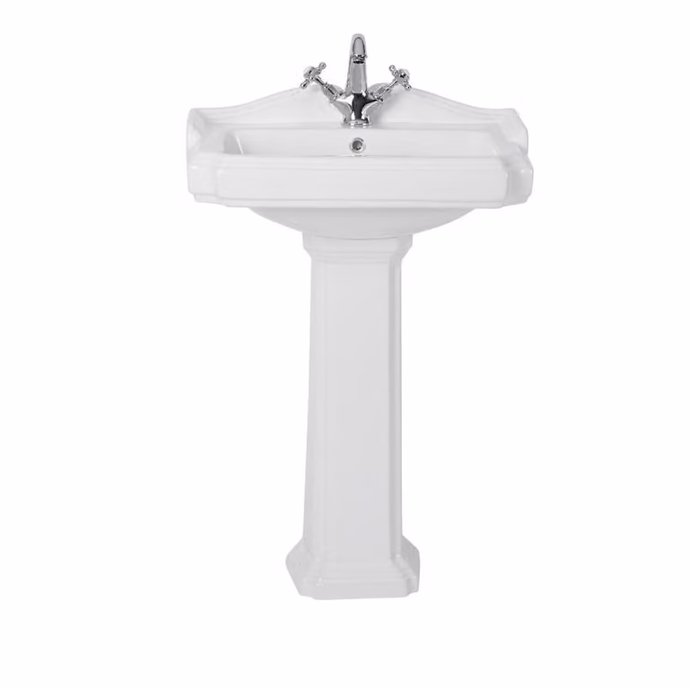 Lavabo Bagno a Colonna Quadrato Bianco 590mm - Design Moderno - Soluzione compatta - Regent