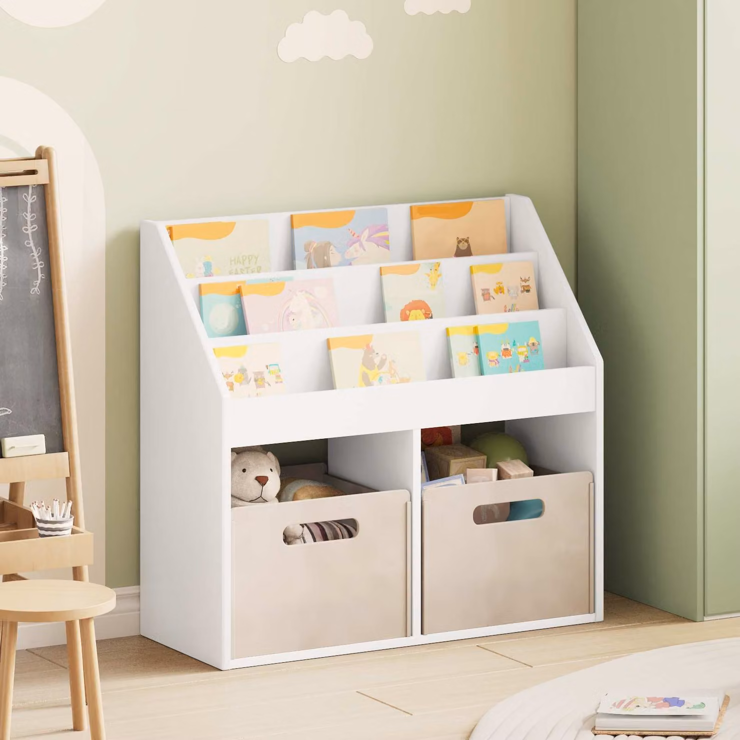 Libreria per bambini vidaXL bianca moderna con pannello posteriore L 72,5 x P 29,5 x H 69 cm