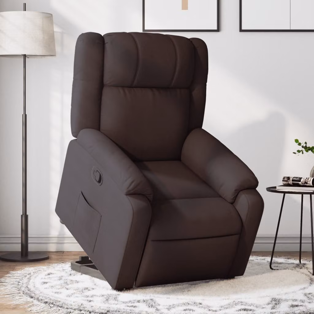 vidaXL Poltrona Alzapersona Reclinabile Marrone con Assistenza Elettrica e Braccioli – 1