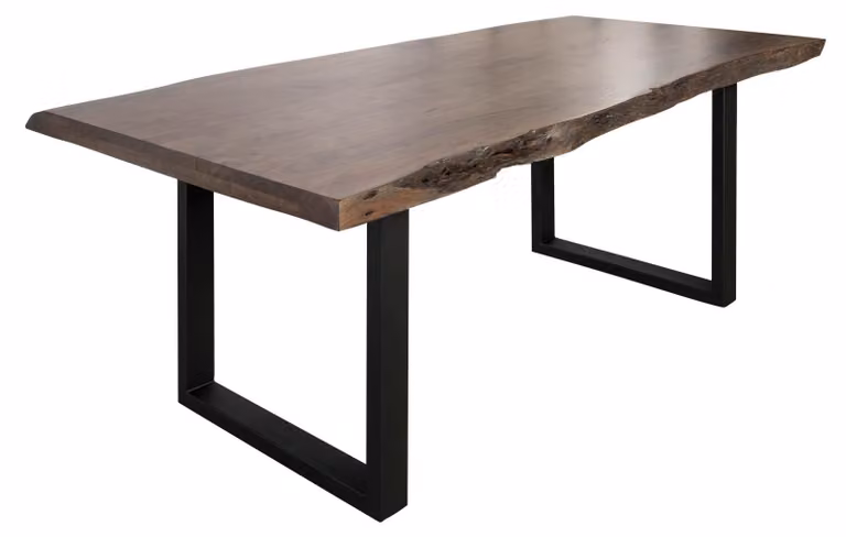 MASSIVMOEBEL24 | FREEFORM 5 Tavolo da pranzo in legno di acacia - laccato grigio /gambe in ferro - antracite mat 160x90x77