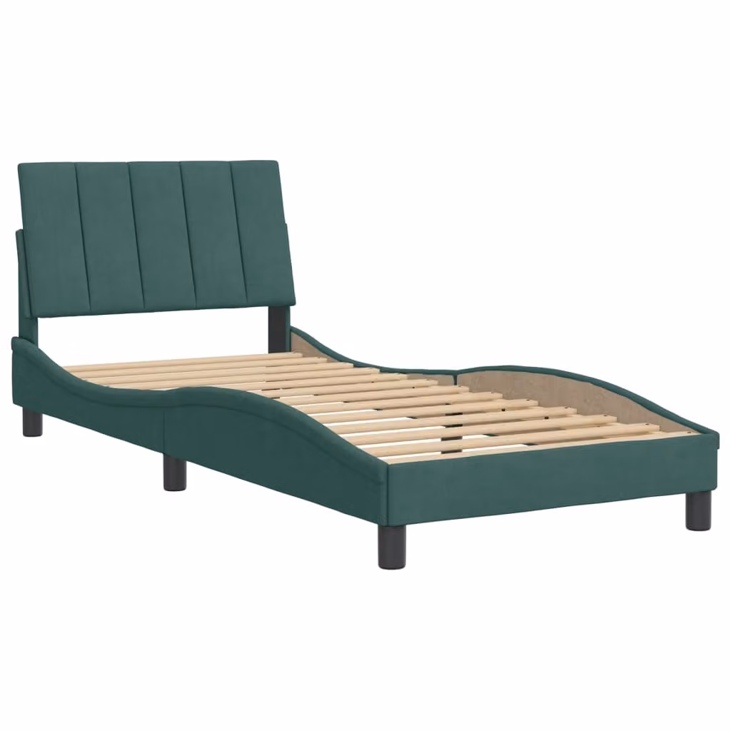 Giroletto senza Materasso Hanko Verde Scuro 90x190 cm in Velluto
