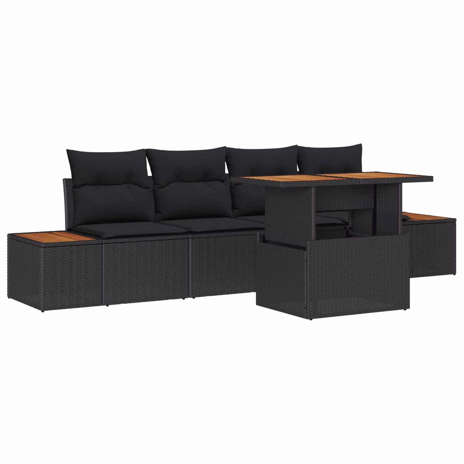 Set da pranzo da giardino moderno vidaXL in rattan e legno di acacia, nero e marrone – 1