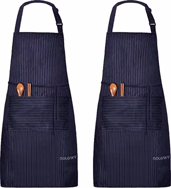 Set di 2 grembiuli da cucina Molenky in cotone per adulti, colore blu