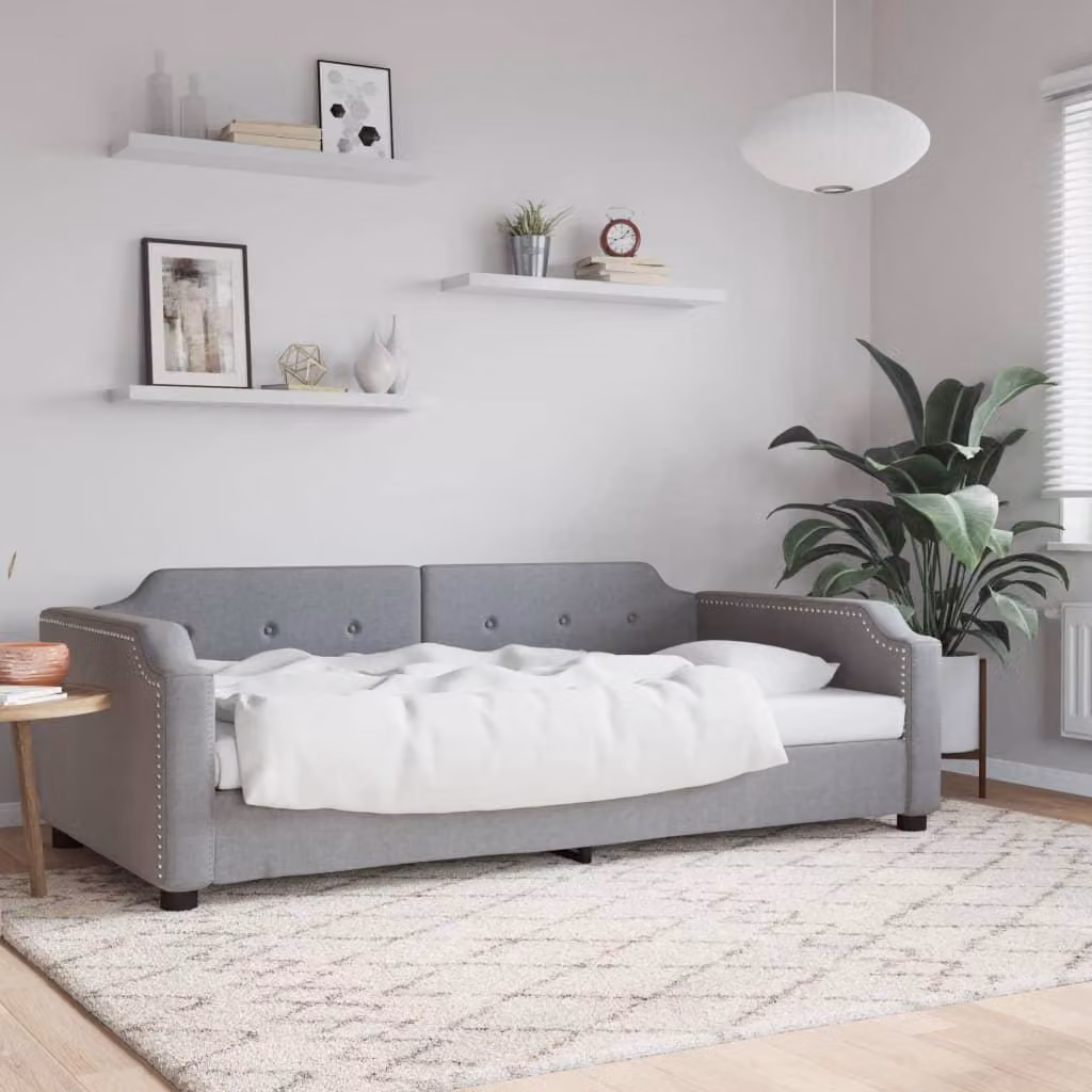 Maison Exclusive - Letto a giorno grigio chiaro, 100x190 cm, rivestito in tessuto