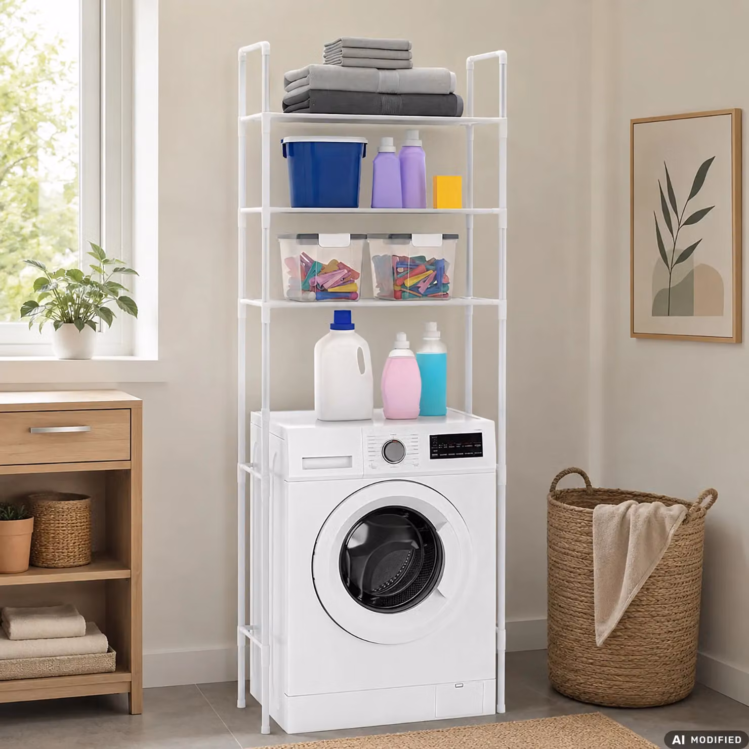 Scaffale Multiuso Declark VESTIAMO CASA con 3 Ripiani in Metallo Bianco, H 155 cm x L 65 cm x P 25 cm – 2