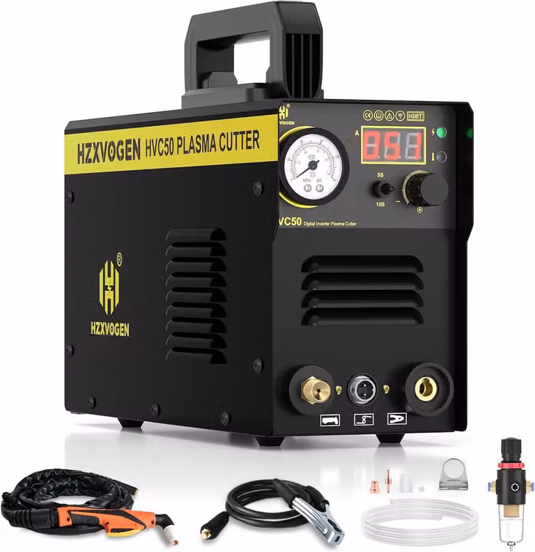 H HZXVOGEN, tagliasigaro a plasma, 50A. Tagliasigaro portatile a plasma ad alta frequenza con display digitale e finitura di precisione, 230V, inverter IGBT, taglio netto da 1/3 di pollice, ideale per