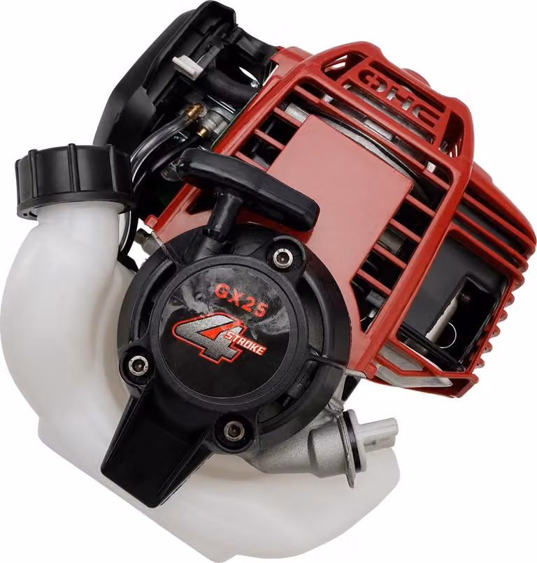 Motore diserbante, motore a 4 tempi, cilindrata 25cc, potenza 4 CV, capacità serbatoio 0,08 litri, avviamento autoavvolgente