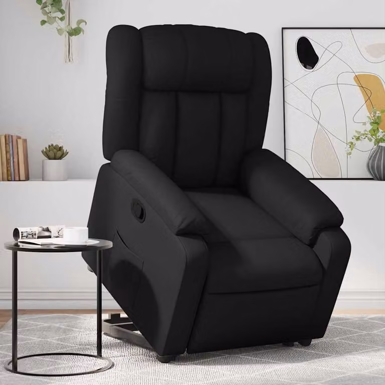 Poltrona Alzapersona Reclinabile vidaXL Nera in Similpelle con Assistenza Elettrica per Anziani