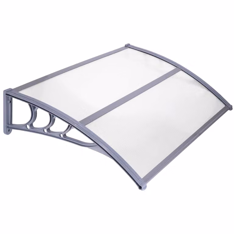 Tenda parasole - Trasparente - Plastica - Resistente ai raggi UV - 150 x 80 cm - Grigio