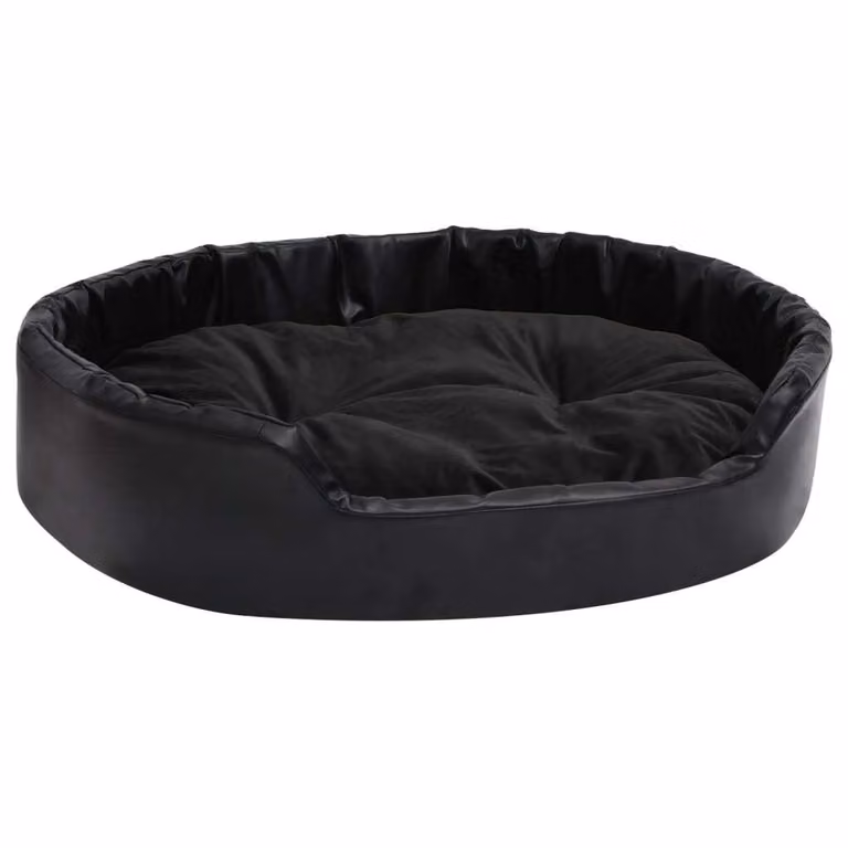 Lettino per Cani Nero 90x79x20 cm in Peluche e Pelle finta