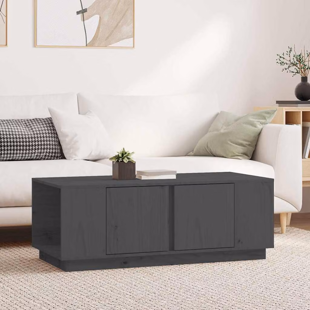 vidaXL Tavolino da Salotto Rustico in Legno di Pino Grigio L: 110 cm, P: 50 cm, H: 40 cm