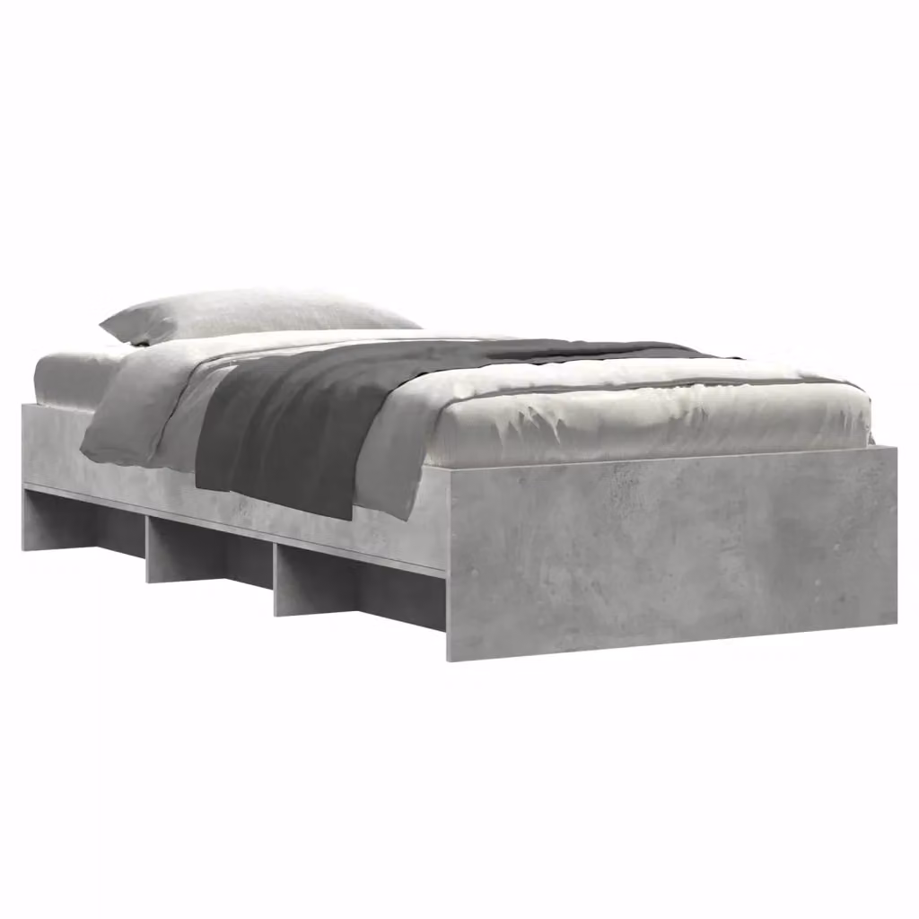 Letto moderno vidaXL con scaffale integrato in legno MDF Grigio, L/P/H: 200 x 80 x 83 cm – 2