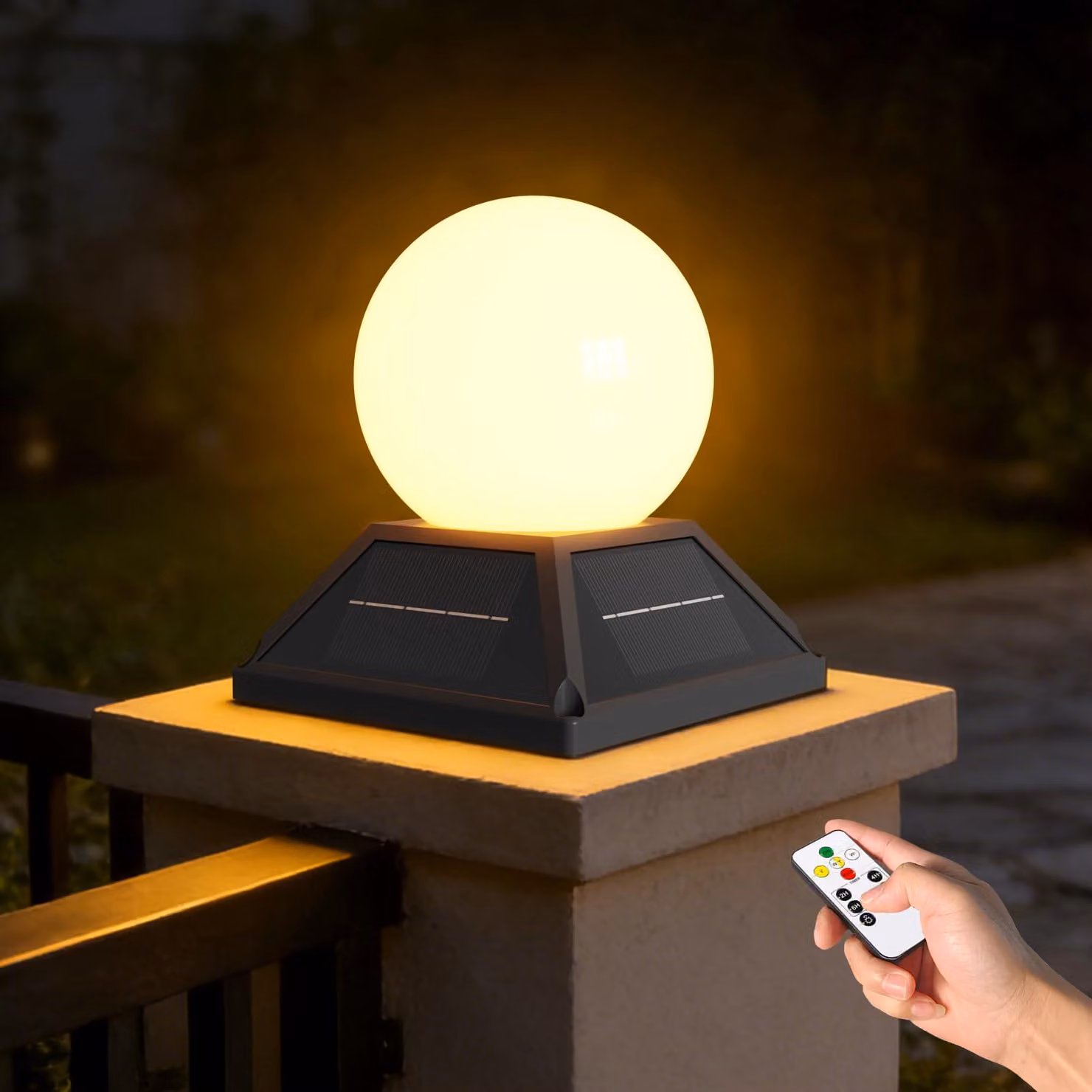 Lampada solare da esterno, con 3 colori di luce, dimmerabile, telecomando, batteria da 2400 mAh