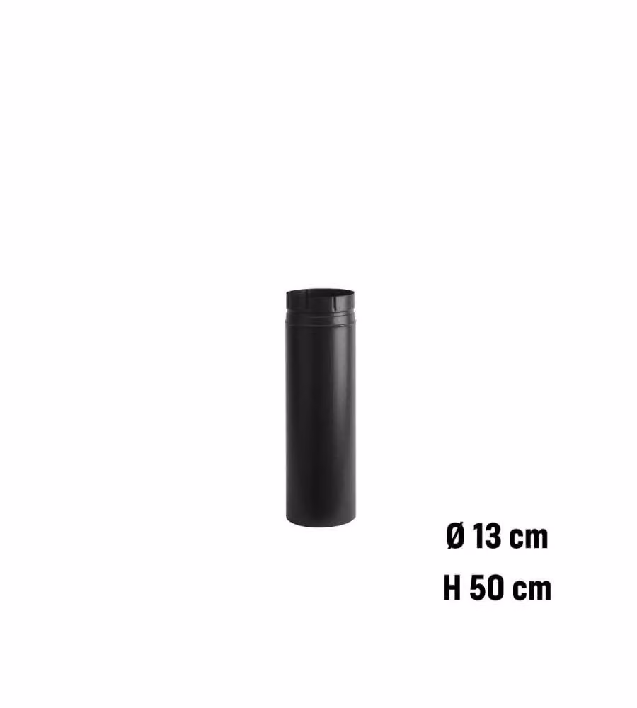 Tubo Smaltato per Stufe Nero Opaco - Elemento Lineare - D.13 x 50 cm