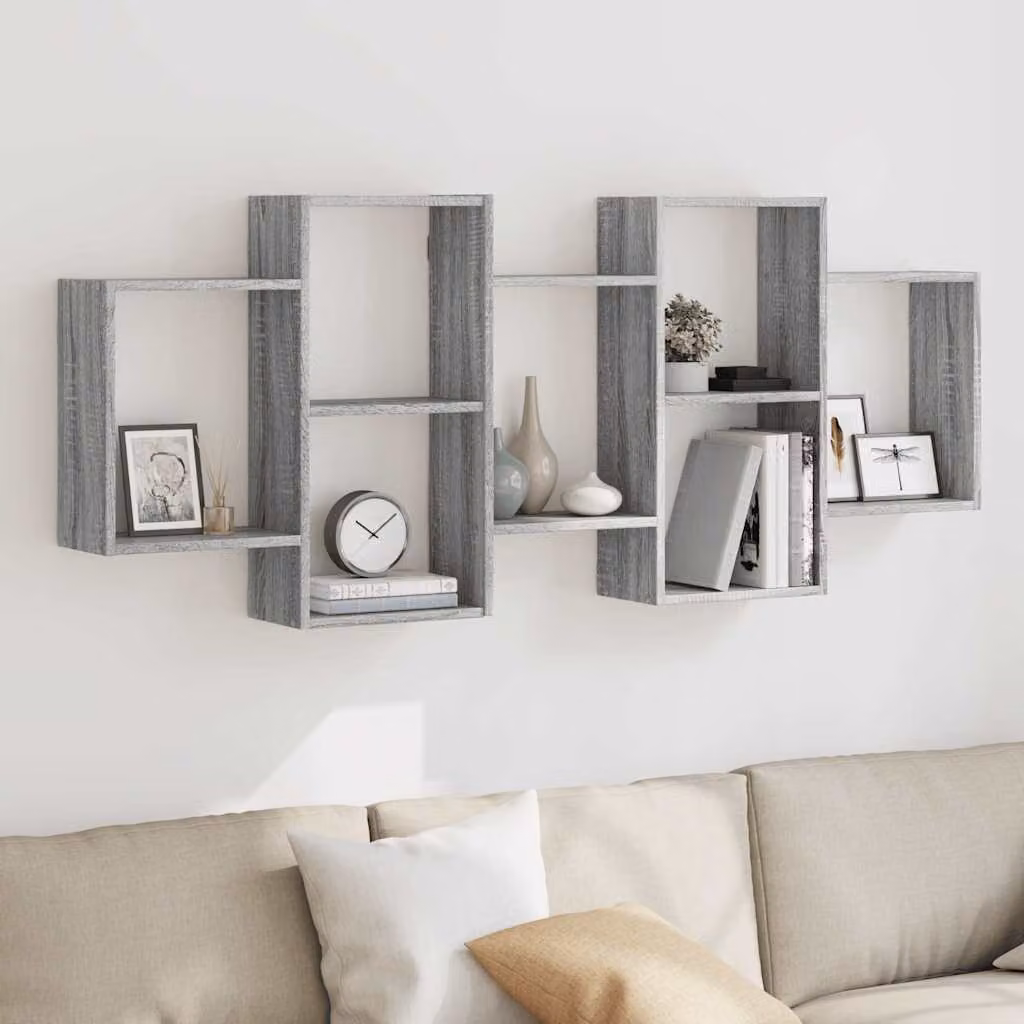 Mensola a muro moderna vidaXL in MDF Grigio, L 159 cm x P 18 cm x H 65 cm