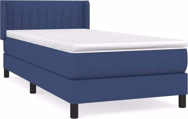 Letto singolo | Letto per adulti | Giroletto a Molle con Materasso Blu 90x200 cm inTessuto