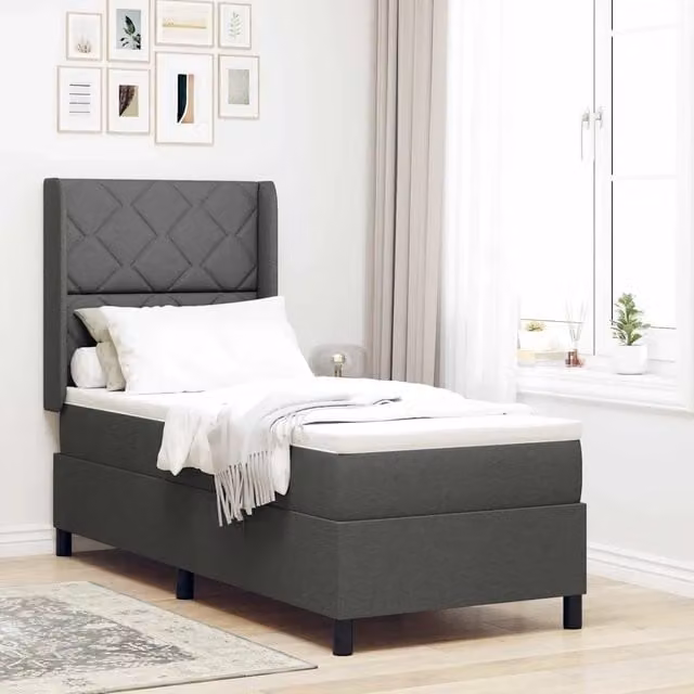 Letto ibrido con molle e schiuma vidaXL in tessuto grigio L/P: 90 x 190 cm