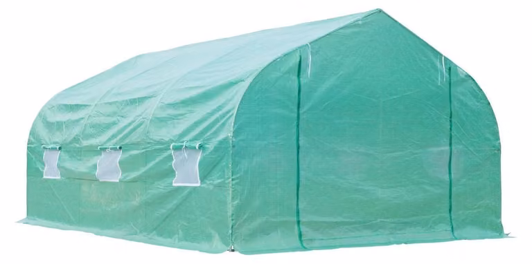 Serra a tunnel in plastica verde con struttura in ferro | Colore: verde | Dimensioni: 118,11 x 177,16 x 78,74 cm