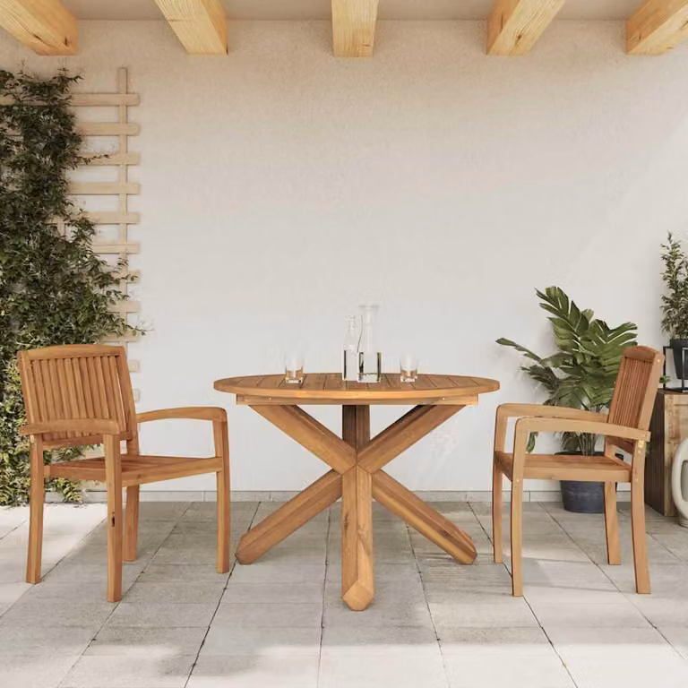 Maison Exclusive - Tavolo da giardino, diametro 109 cm, altezza 74 cm, in legno massello di teak