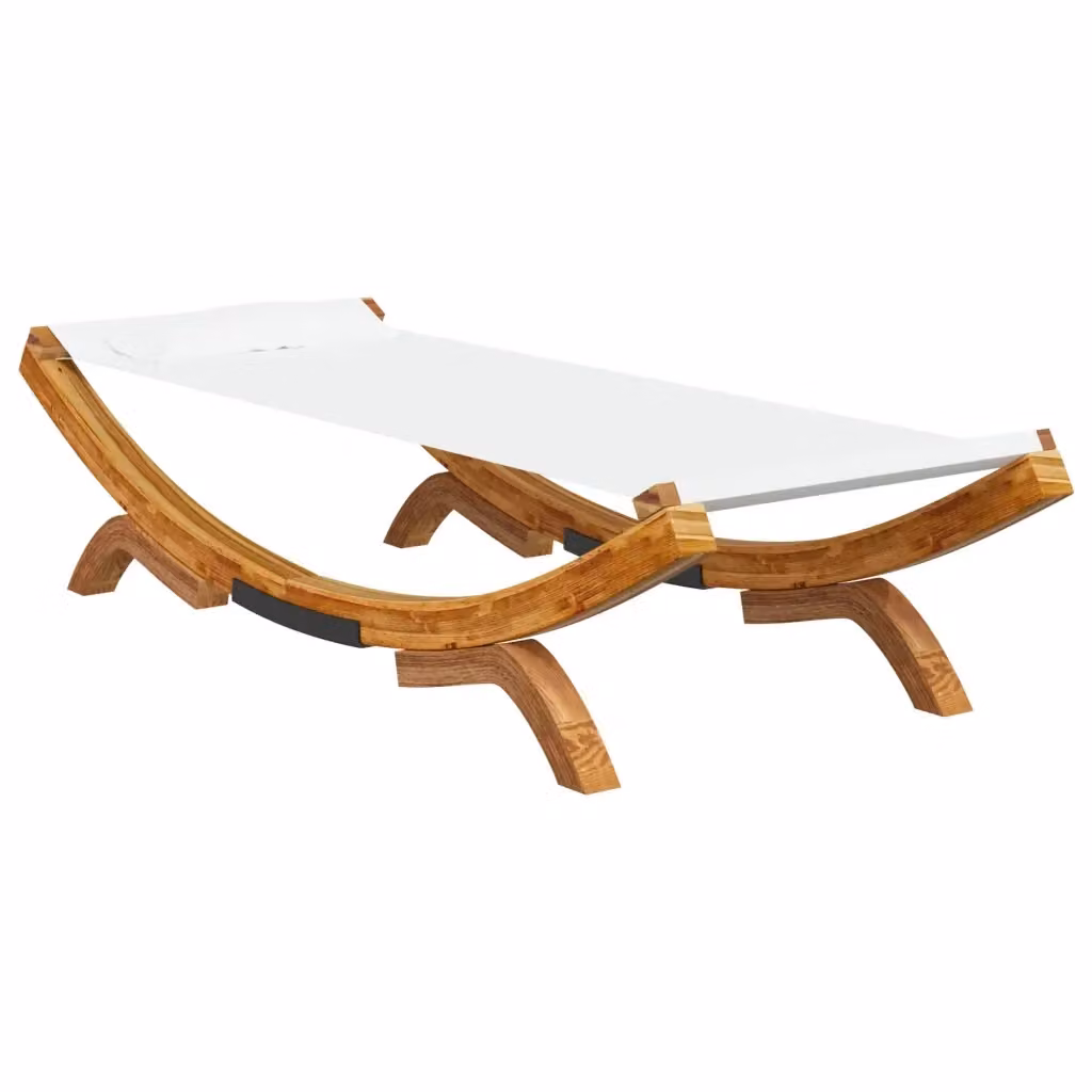 Lettino prendisole vidaXL in legno massello trattato color beige con design ergonomico curvo, L: 100 cm, P: 188,5 cm, H: 44 cm – 2