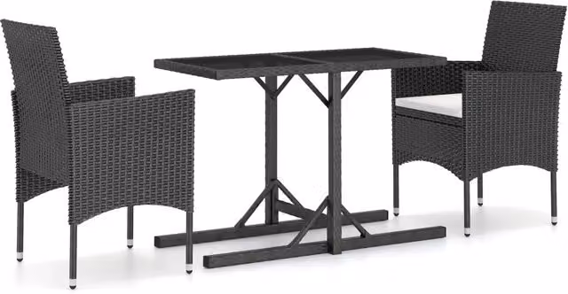 Set Mobili da Pranzo per Giardino 3 pz | Set Salotto da Giardino Nero