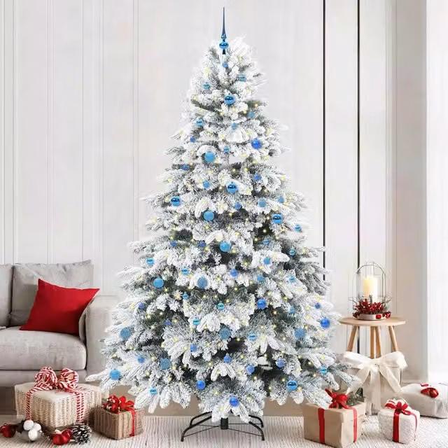 Albero di Natale artificiale moderno vidaXL bianco con 300 LED luce bianca calda in PE e PVC, Altezza: 240 cm – 1