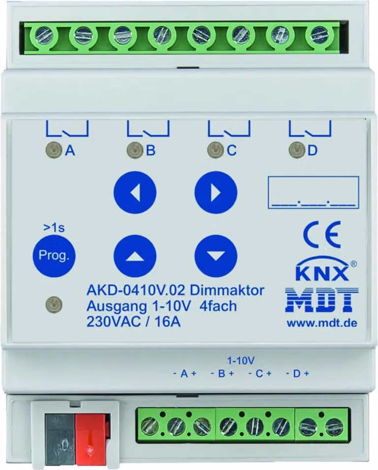 MDT KNX, unità di controllo, 1-10 V, quadrupla, REG, 1 pz.