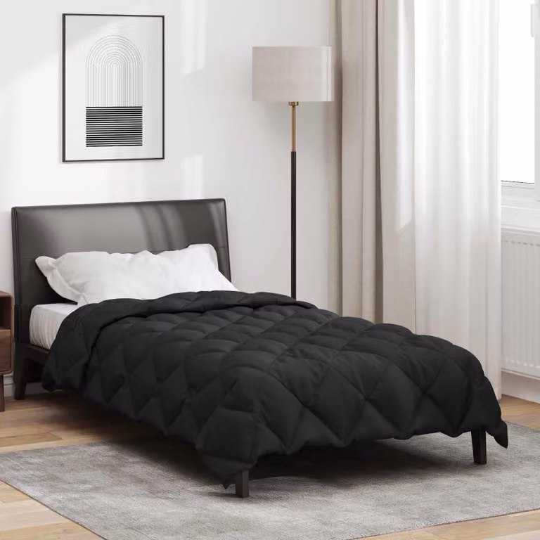 vidaXL Piumone Invernale in Microfibra Nero L 140 x H 220 cm, 450 gsm