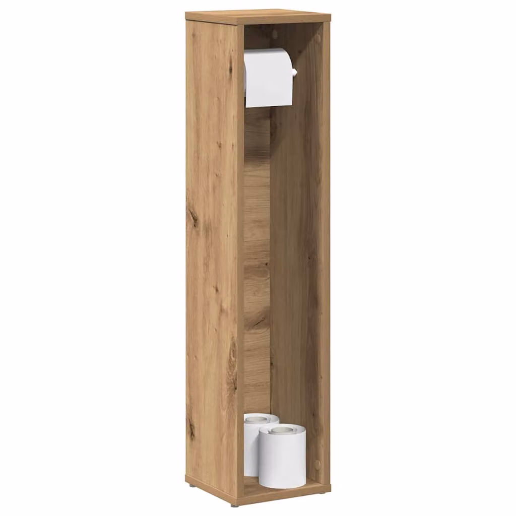 Mobiletto da bagno sospeso vidaXL in legno con portarotolo finitura rovere artigianale marrone opaco
