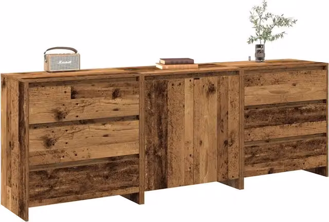 Credenza rustica in legno 3 pezzi vidaXL colore marrone – 1