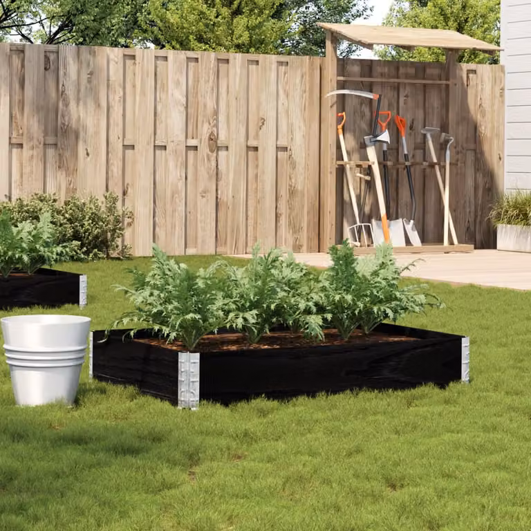 Fioriera da giardino rialzata vidaXL in legno di pino massello, colore nero, L: 120 cm, P: 80 cm