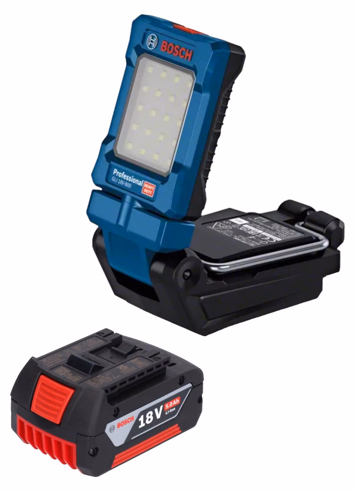 Bosch GLI 18V-800 Lampada professionale a batteria 18 V 800 lm + 1x batteria ricaricabile 5,0 Ah - senza caricabatterie