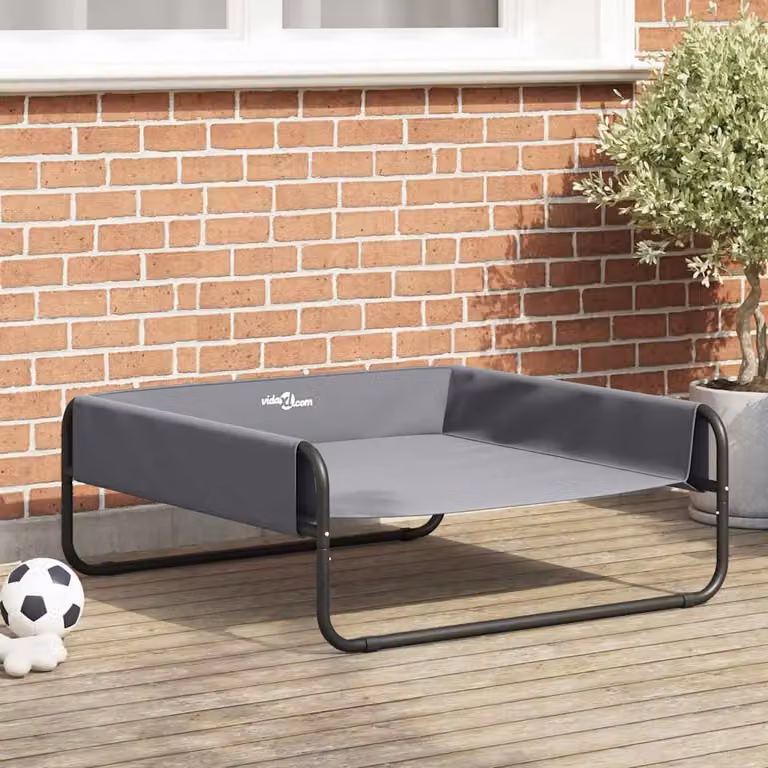 Letto per cani vidaXL grigio chiaro con struttura in metallo e bordo rialzato, L/P/H: 85 x 85 x 33 cm