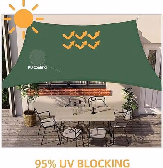 Tenda da sole rettangolare, 2×3 m, impermeabile, protezione UV