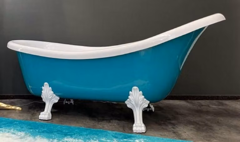 Casa Padrino vasca in stile liberty turchese/bianco 174 x 83 x h. 81 cm - Vasca da bagno autoportante con piedi di leone - Arredo bagno retrò