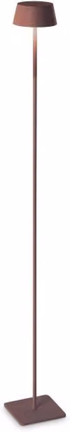Lampada da terra Pure Pt Coffee Ideal-Lux marrone con tecnologia LED e paralume in tessuto cilindrico